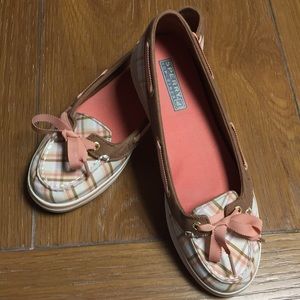 Hailey Peach Plaid Top-Slider Sperry size 7.5 shoe